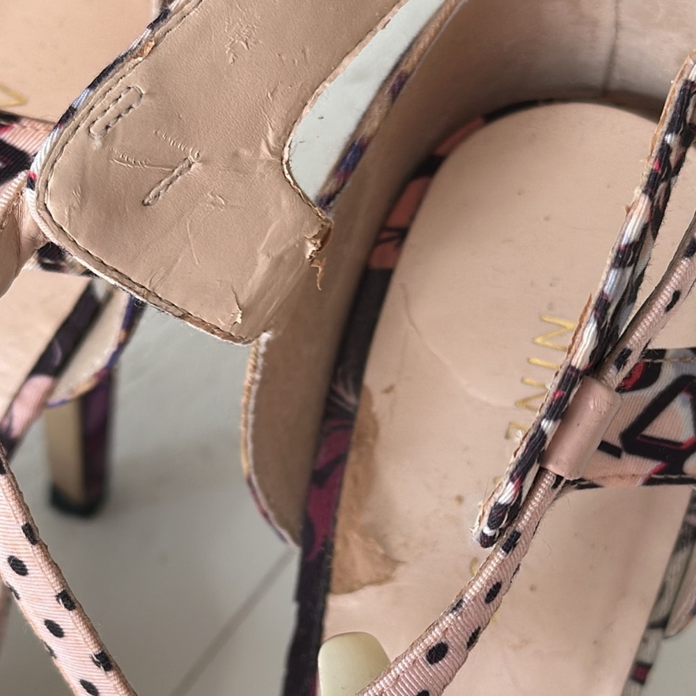 Nine West floral slingback size 8 open toe heel with front straps - Picture 11 of 15